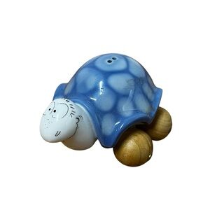 Goebel Adam & Ziege Rolling Turtle Salt Pepper Shaker Single Blue Ceramic